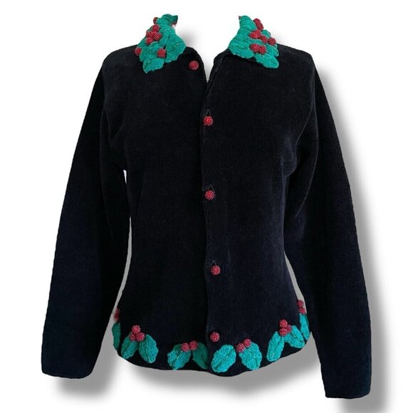 Vintage 90s Belle Pointe Womens Christmas Cardigan Sz M...